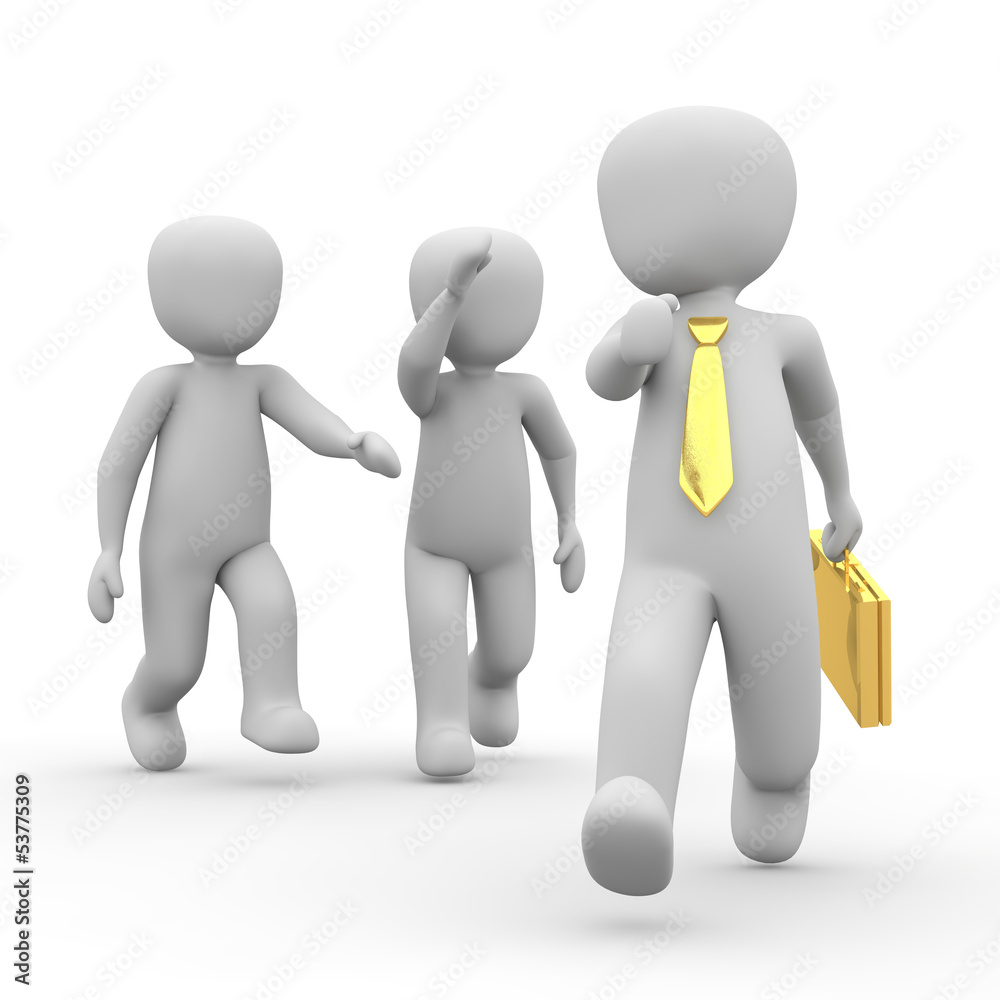 Fleeing the success of many people pursue a Businessman Fleeing the success of many people pursue a Businessman