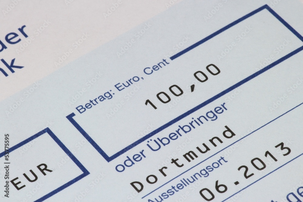 Verrechnungsscheck über 100 Eiuro Verrechnungsscheck über 100 Eiuro