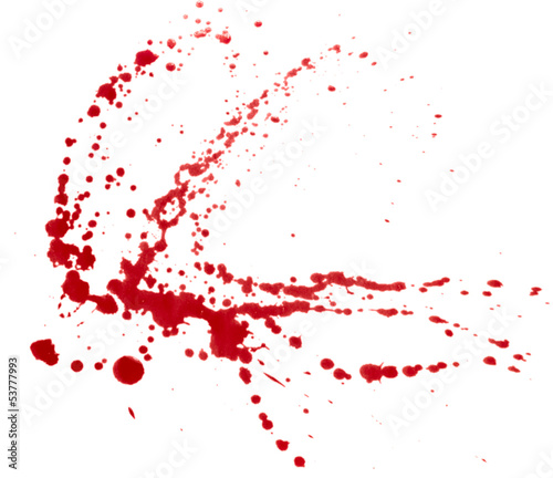 Blood splatters isolated on white. Clipping path.