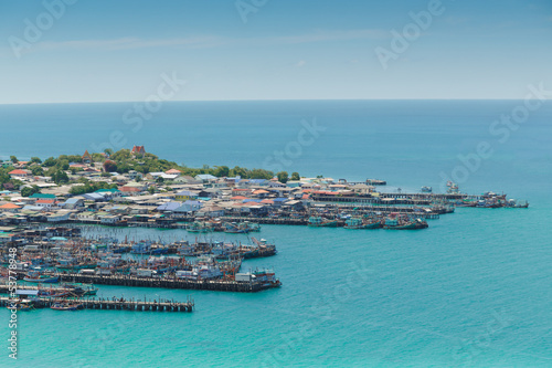 Fishing village  Viewpoint  and blue sky landscape, sattahip cho