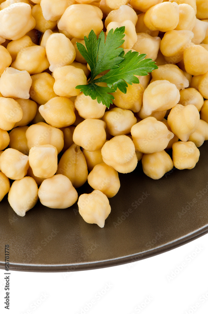 Chickpeas in a brown plate Chickpeas in a brown plate
