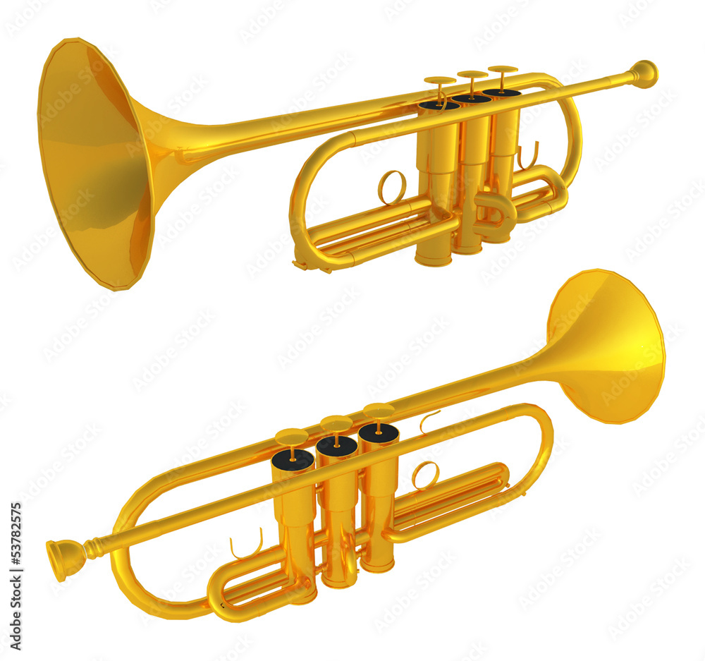 Fototapeta premium Isolated polished 3d trumpet