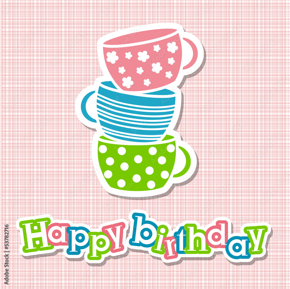 Happy birthday card  with three children's pot