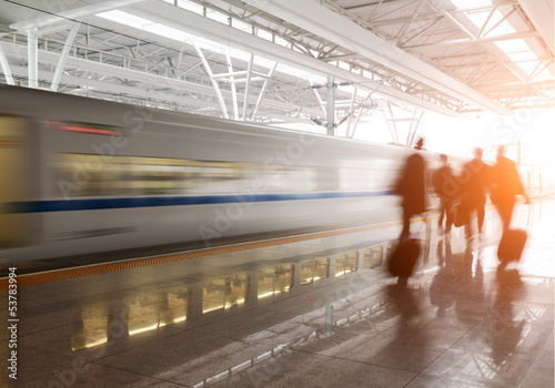 train stop at railway station photo