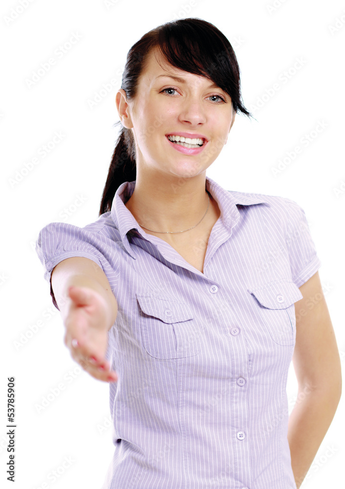 A businesswoman offering a handshake A businesswoman offering a handshake