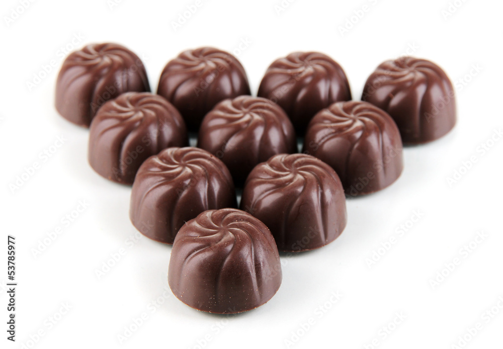 Chocolate candies isolated on white