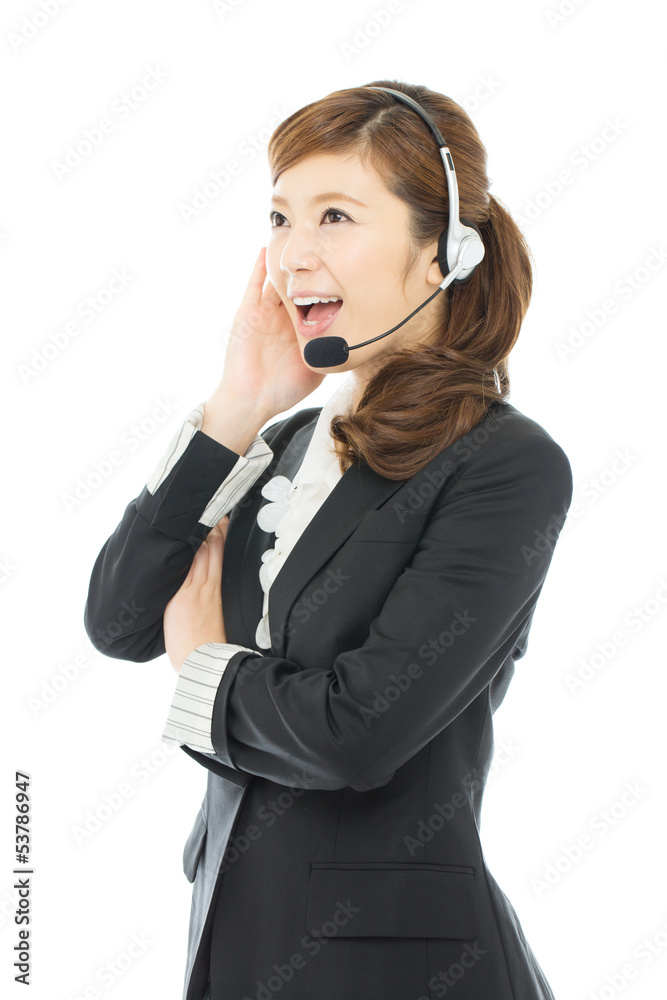 Beautiful business operator isolated on white background Beautiful business operator isolated on white background