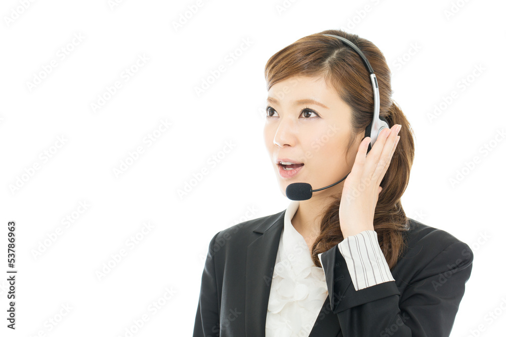 Beautiful business operator isolated on white background Beautiful business operator isolated on white background