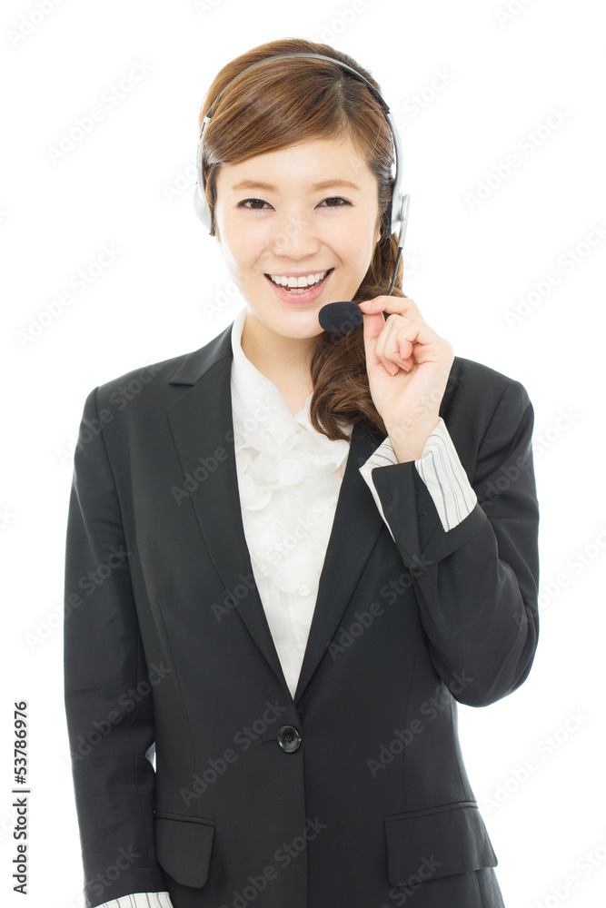 Beautiful business operator isolated on white background Beautiful business operator isolated on white background