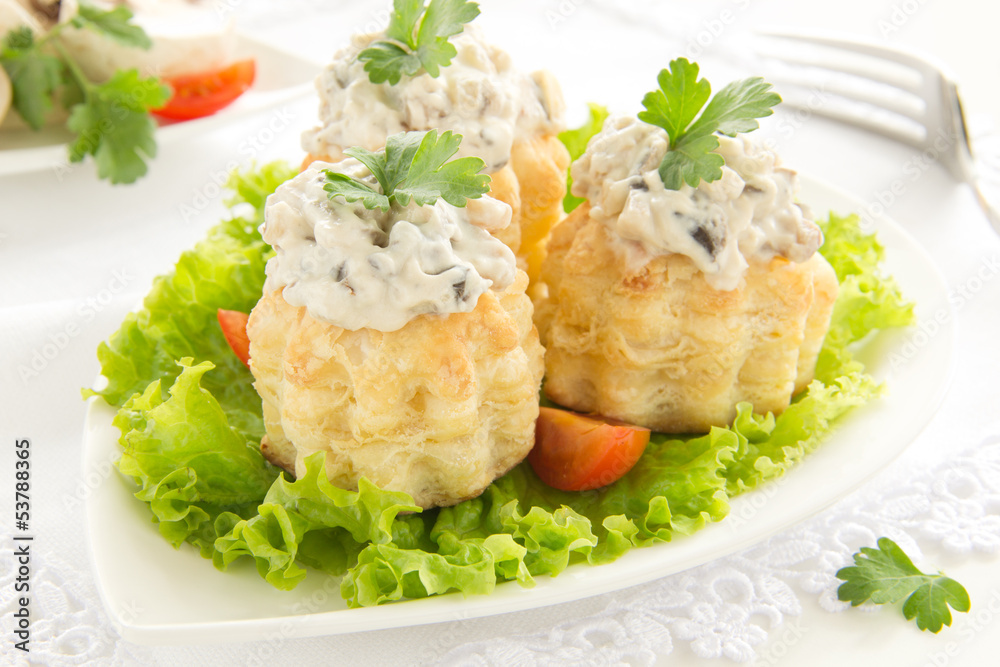 vol-au-vent with mushroom and chicken vol-au-vent with mushroom and chicken