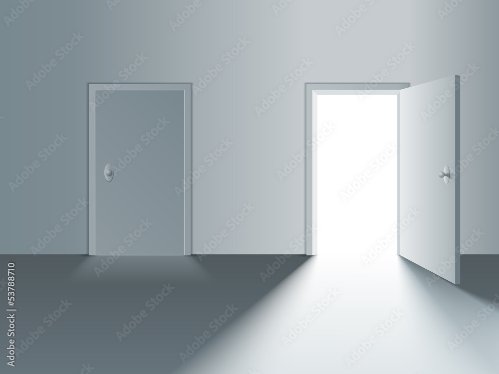 Closed and open door Closed and open door