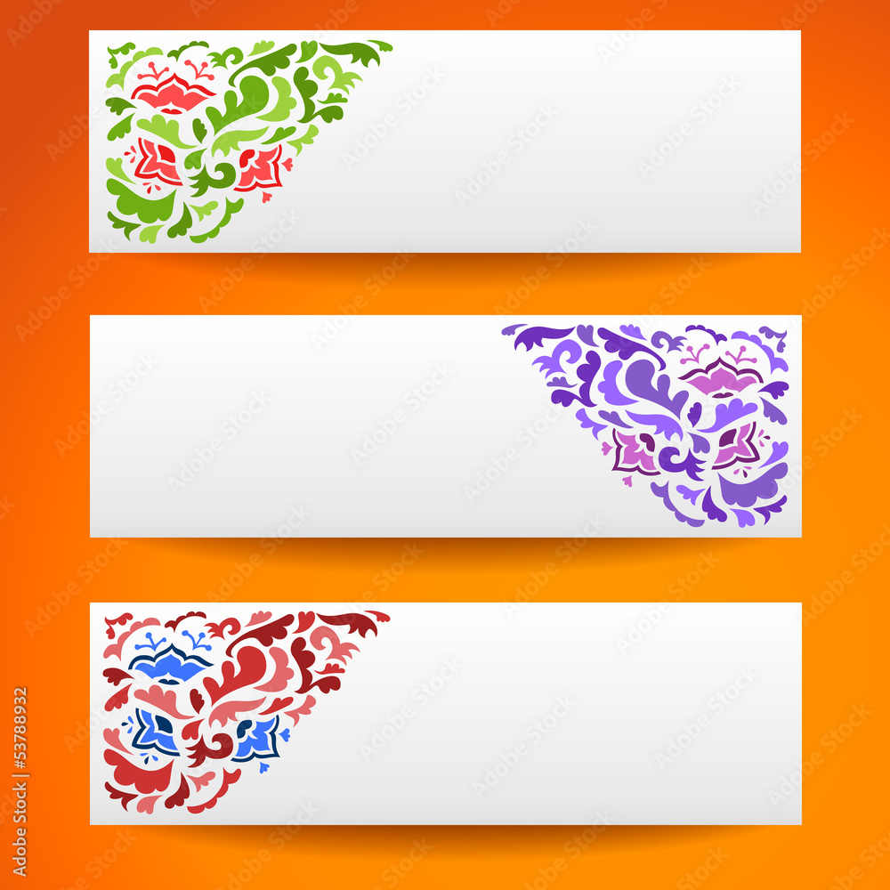 Abstract flower ornamental horizontal banners Abstract flower ornamental horizontal banners