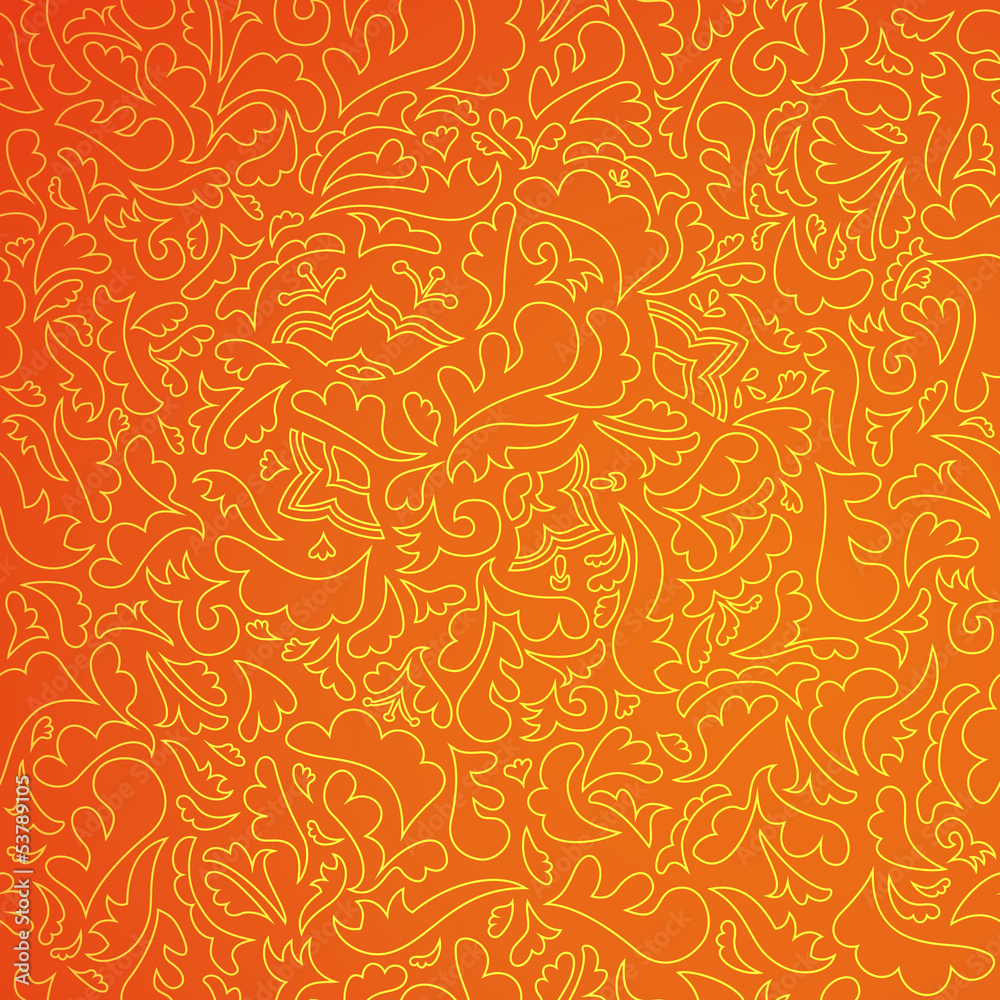 Abstract orange pattern with floral background Abstract orange pattern with floral background