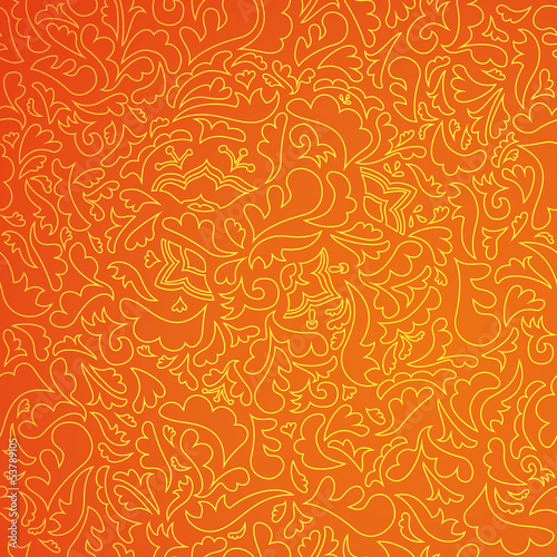 Abstract orange pattern with floral background