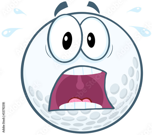 Panic Golf Ball Cartoon Mascot Character