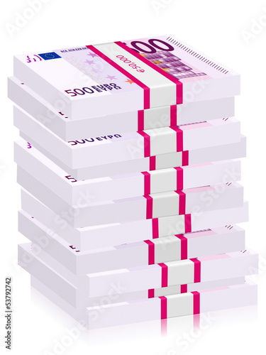 five hundred euro banknotes stacks