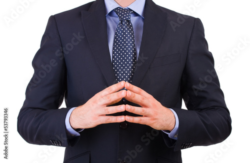 Businessman gesturing with both hands. © Mi.Ti.