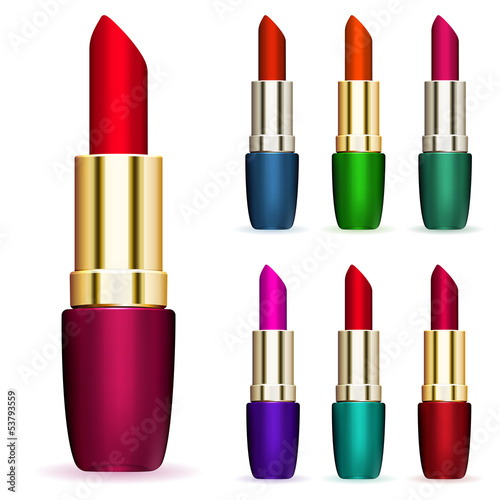 Set of multicolored lipsticks
