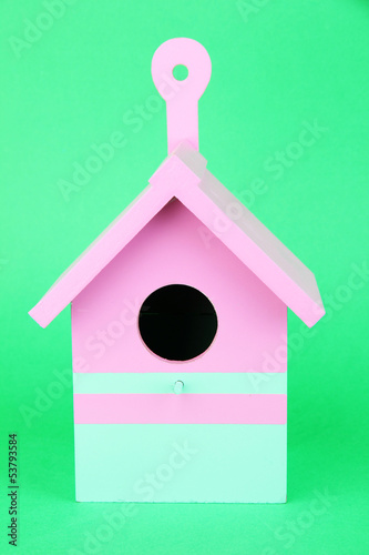 Decorative nesting box on color background