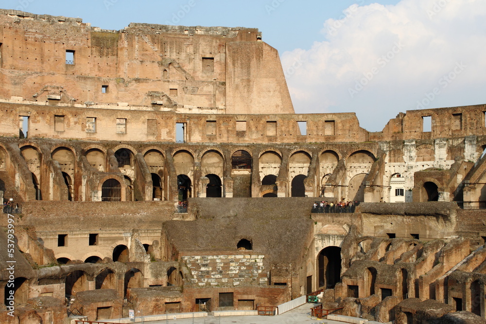 Internal side of Colosseum in Rome, Italy