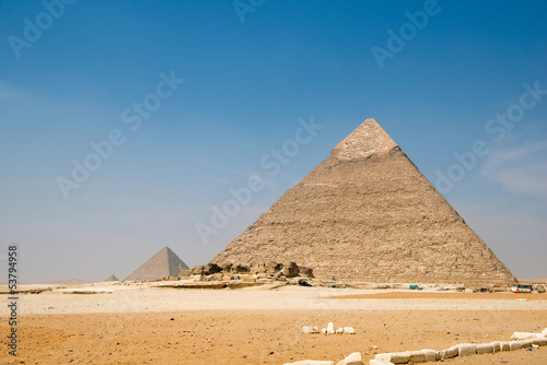 Pyramid of Khafre in Great pyramids complex in Giza
