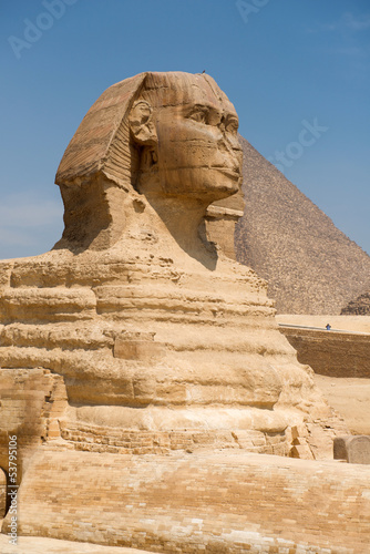 Famous ancient statue of Sphinx in Giza, Egypt #53795106