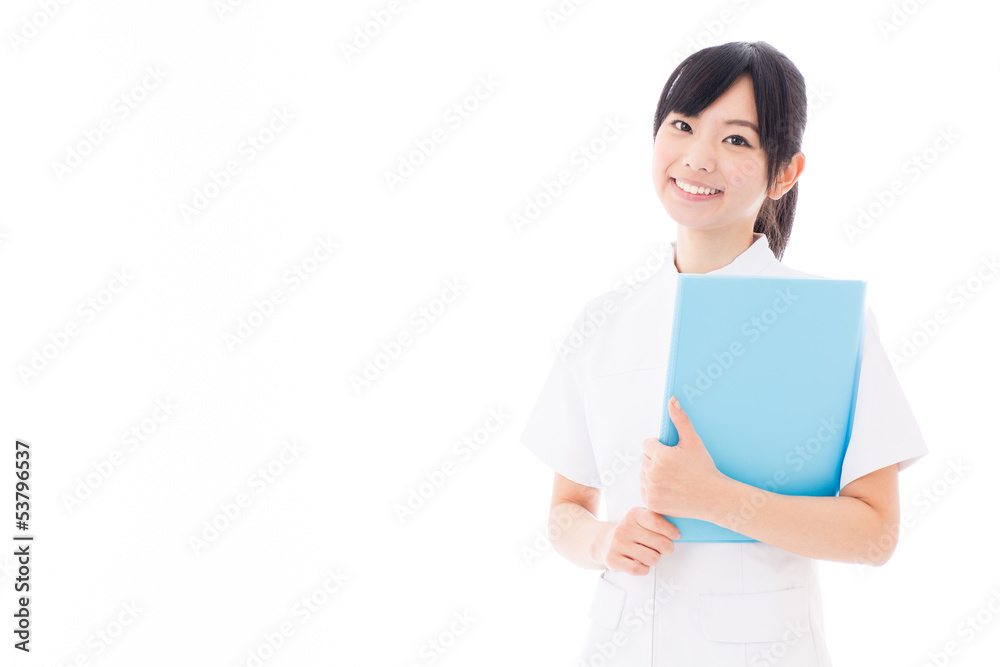 attractive asian nurse on white background attractive asian nurse on white background