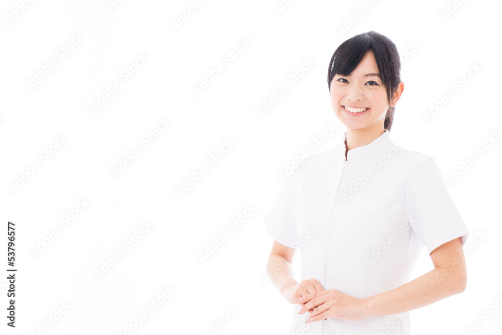 attractive asian nurse on white background attractive asian nurse on white background