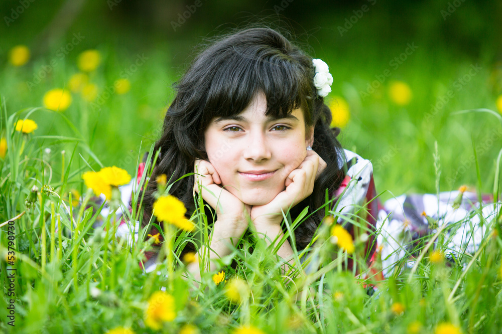 Portrait of a young pretty girl in the park Portrait of a young pretty girl in the park