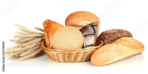 Variety of bread isolated on white