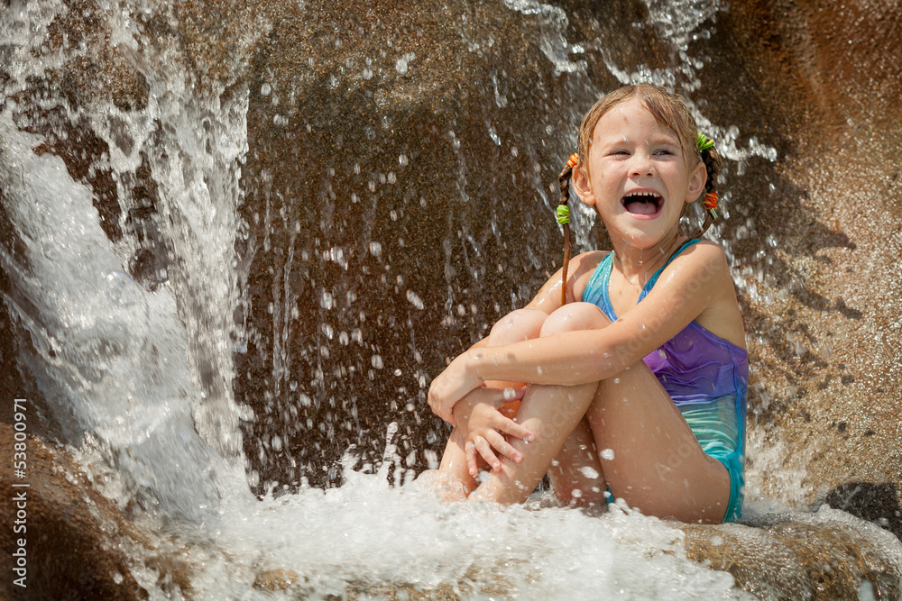 little girl in the waterpark Stock Photo | Adobe Stock