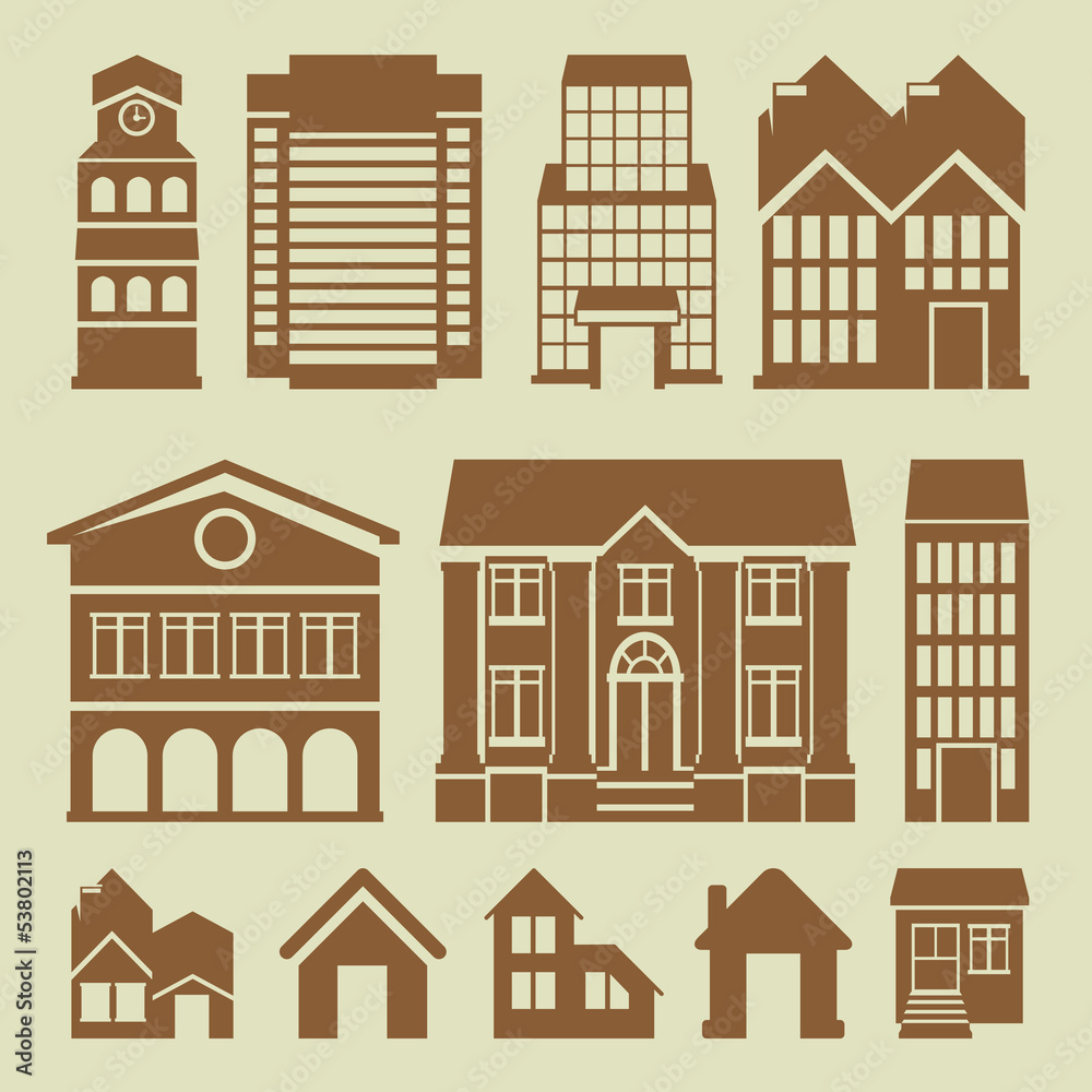 Vector set of houses icons