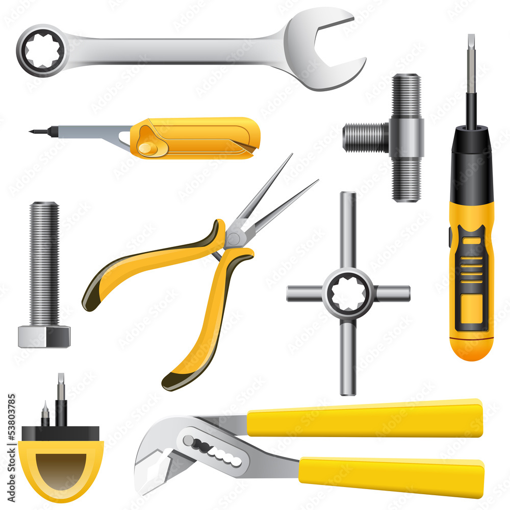set of yellow tools set of yellow tools