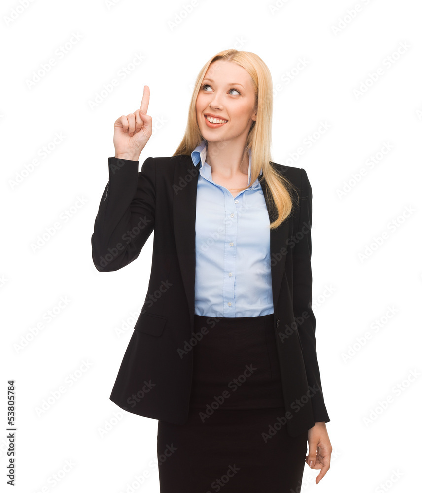 woman with her finger up woman with her finger up