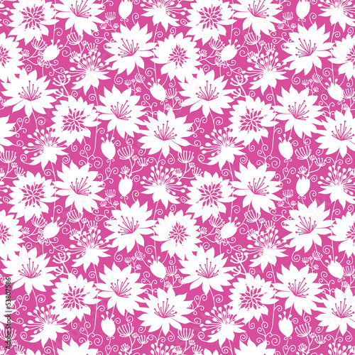 Vector pink and white floral silhouettes seamless pattern © Oksancia