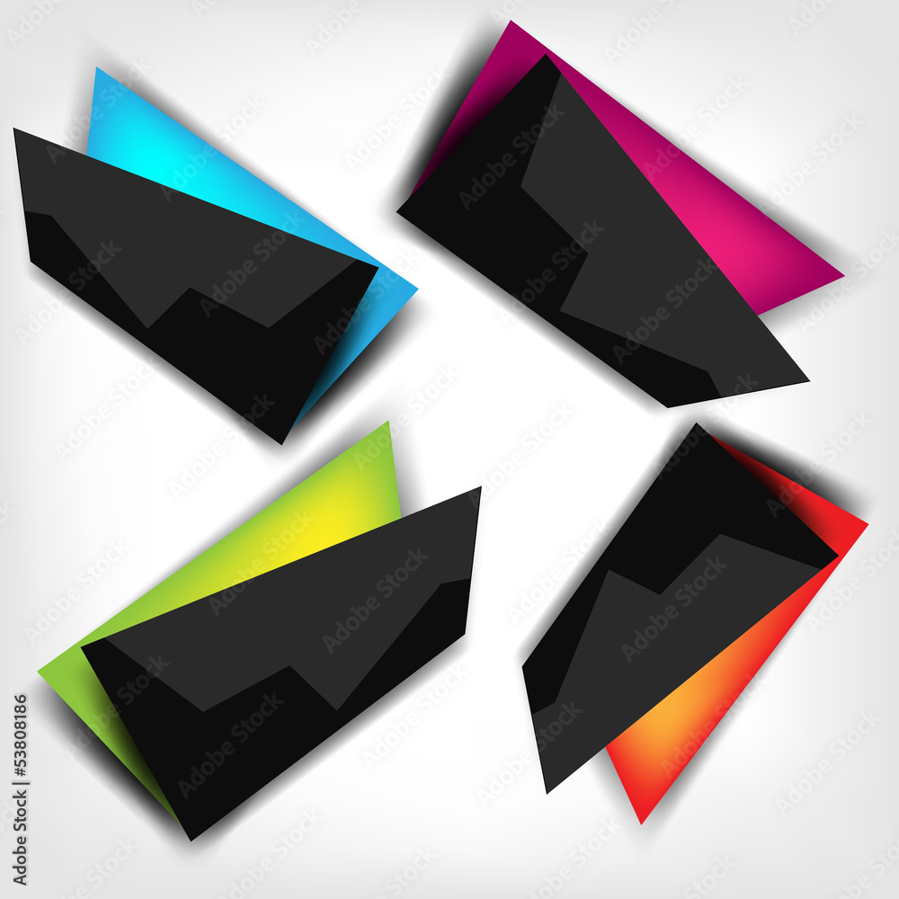 Abstract polygonal speech banner with black color Abstract polygonal speech banner with black color