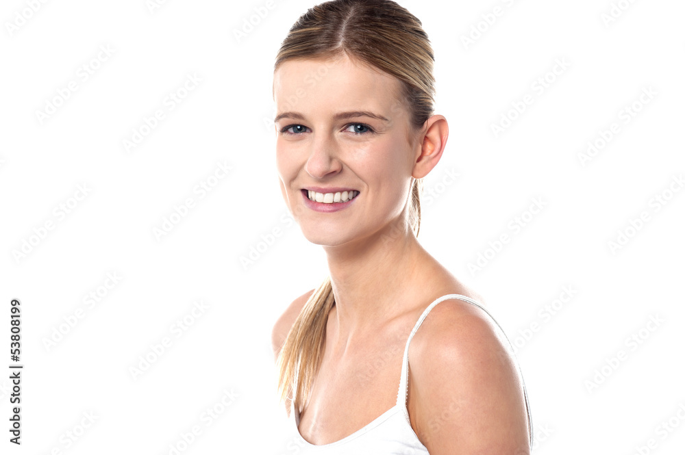 Smiling teenager in spaghetti top Smiling teenager in spaghetti top