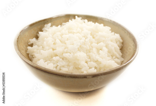 White rice bowl. Side dishes.