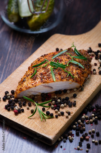 Roasted turkey breast with pepper seeds