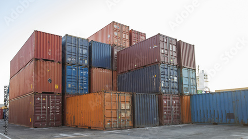 stacks of cargo container at port