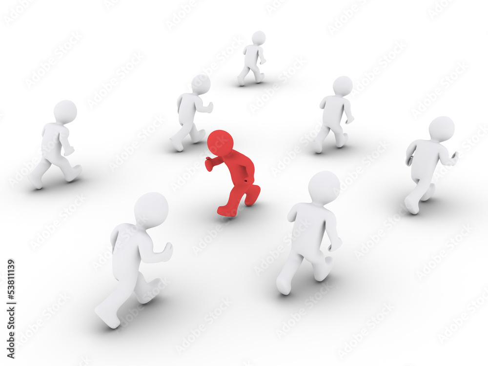 Person is running at the opposite direction from others Person is running at the opposite direction from others