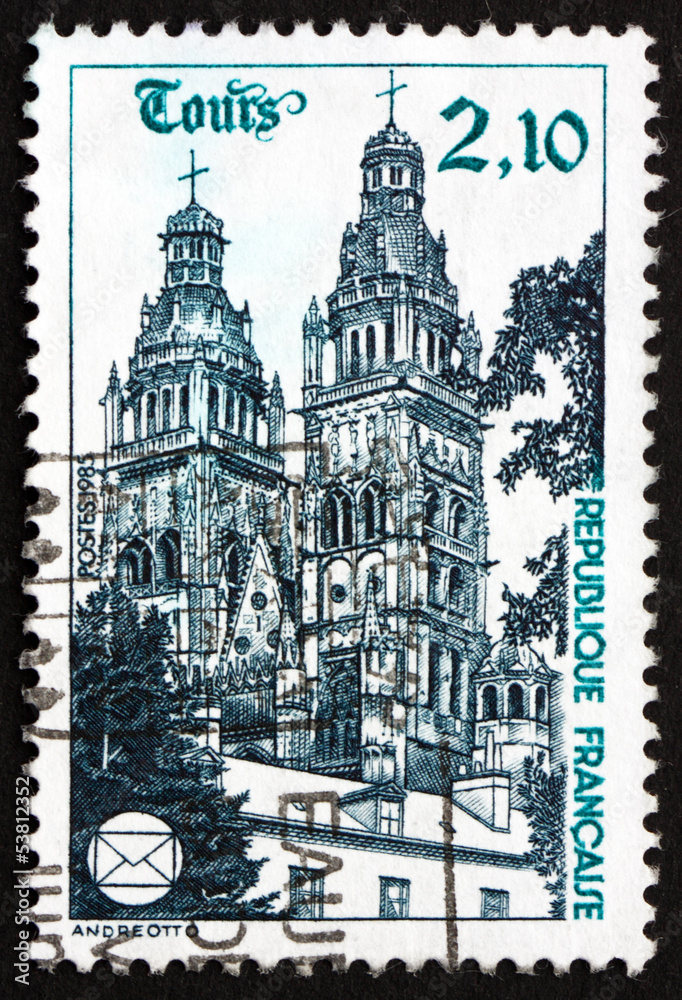 Postage stamp France 1985 Tours Cathedral, Tours