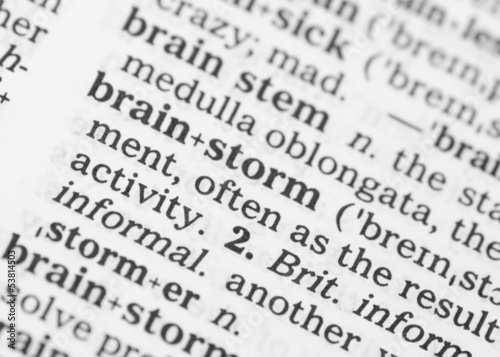 Macro image of dictionary definition of brainstorm