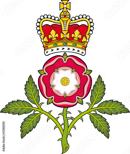 Royal badge of England.Heraldic Tudor rose and S.Edward's Crown