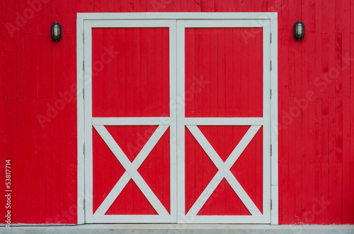 Closed red door