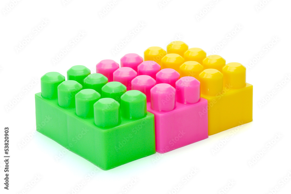 Fototapeta premium Plastic toy blocks isolated on white background
