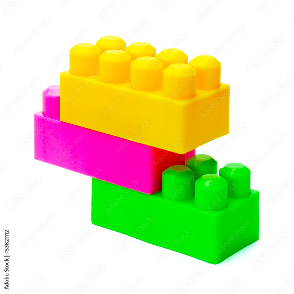 Fototapeta premium Plastic toy block isolated on white background