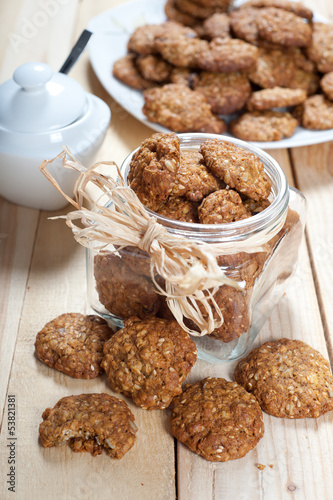 Pot full of healthy muesli cookies