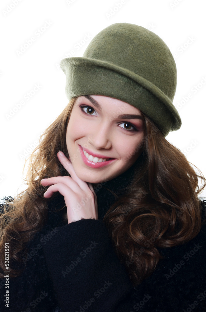 The young beautiful woman in an autumn beret on a head The young beautiful woman in an autumn beret on a head