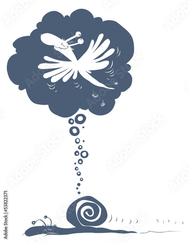 Snail dream. Monochrome version.